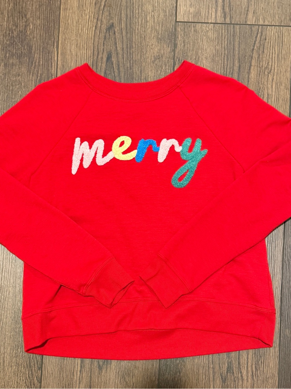 Philosophy Red "Merry" Multicolor Chenille Sweatshirt Sz S
